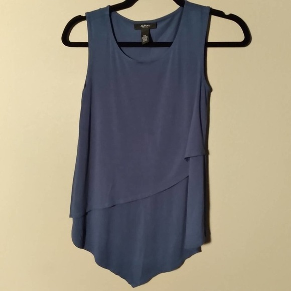 Alfani Navy Blue Sleeveless Tiered Blouse Sz S - Picture 1 of 7